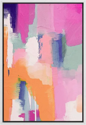 Vista 35 de SIGNFORD Lienzo enmarcado para pared, acuarela pastel, rosa, puesta de sol, nube, naturaleza, ilustraciones de área silvestre, arte moderno