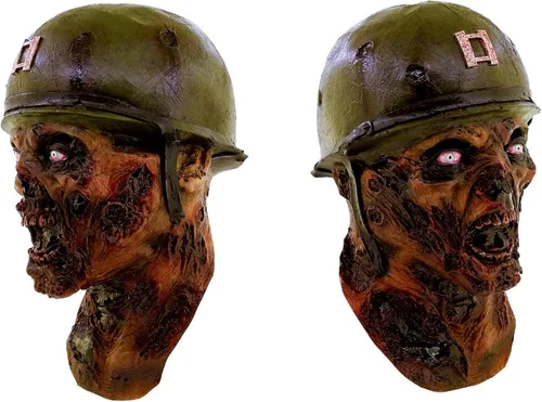 Vista 7 de Hyfive Capitán Lester Ejército Máscara de Cabeza Zombie Espeluznante Fiesta Disfraz
