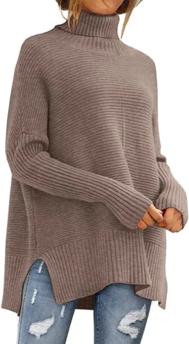 Vista 9 de LILLUSORY Suéteres de gran tamaño con cuello redondo para mujer, túnica Albaricoque