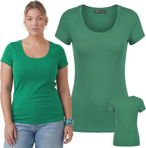 Vista 57 de Emmalise - Camiseta de manga corta para mujer, cuello redondo, estilo básico, pack de valor, tallas junior y grandes