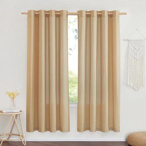 Vista 165 de NICETOWN - Cortinas de lino angora para ventana de cocina sobre el fregadero, con ojales, lino grueso angora, tratamientos cortos para ventanas