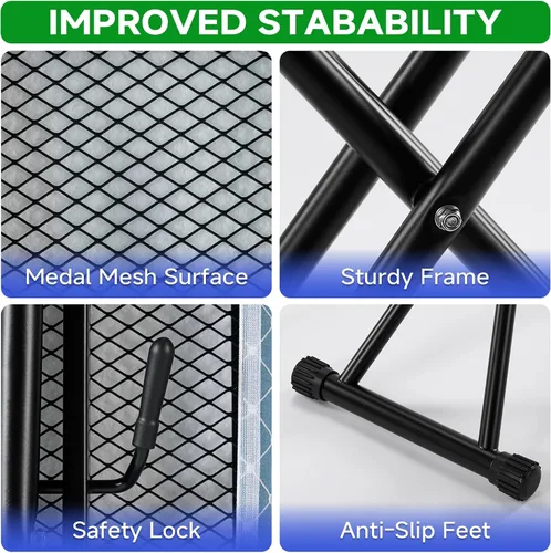 Vista 7 de BKTD Tabla de Planchar Compacta 13 x 43, Tabla de Planchar con Superficie Resistente al Calor, Altura Ajustable, Mesa que Ahorra Espacio con Gancho