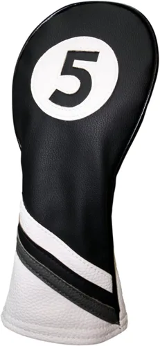 Vista 2 de Funda para cabeza de golf de cuero blanco y negro, estilo #5, para palos de madera de calle