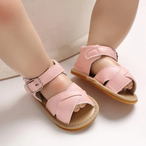 Vista 2 de SOFMUO Sandalias brillantes con lazo para bebés, niñas y niños, suela de goma antideslizante y suave de primera calidad, zapatos de verano