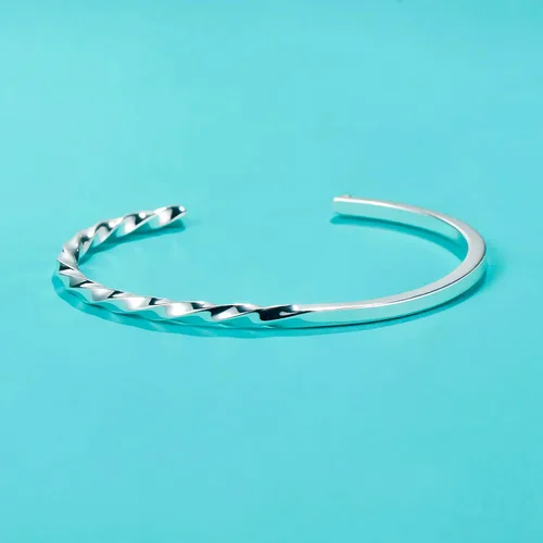 Vista 2 de UNY JEWEL La joyería hace una declaración de alambre de cable medio trenzado medio striaght brazalete hace un elegante regalo de Navidad