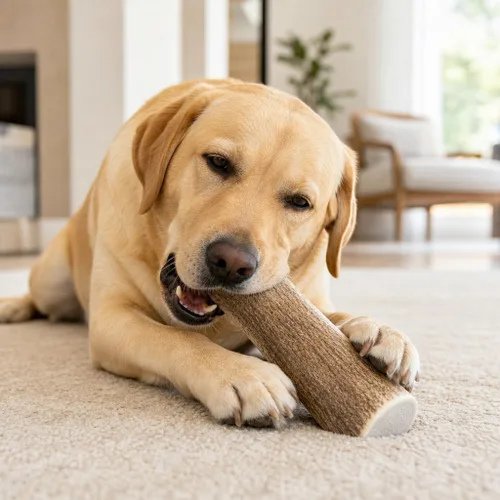 Vista 2 de XL - Cuerno de ciervo masticable para perros grandes, paquete individual de 6 a 8 pulgadas