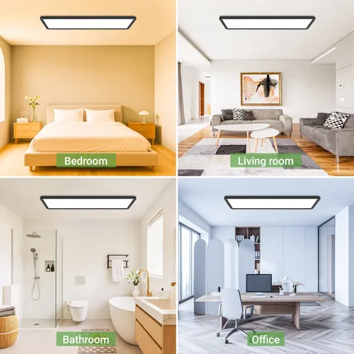 Vista 5 de zemty Luz LED de panel plano con control remoto de 22.8 x 7.8 pulgadas, 32 W, 3500 lúmenes, temperatura de color 3000 K-6500 K, lámpara de techo