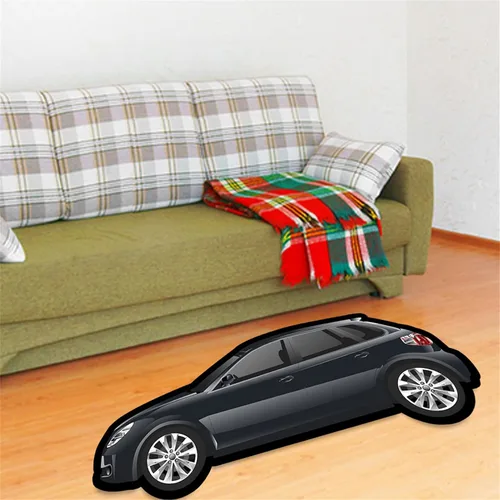 Vista 2 de Tapete personalizado para puerta con forma de automóvil, tapete de franela con foto personalizada, tapete de bienvenida para automóvil, divertido