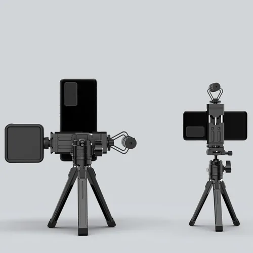 Vista 5 de Soporte de trípode para teléfono con zapata fría deslizante, adaptador universal de montaje para teléfono inteligente con tornillo estándar de 1/4