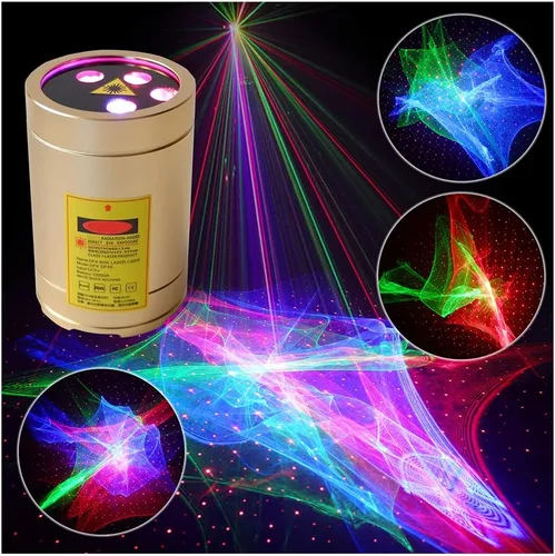 Vista 9 de Chims Luz de fiesta RGB 33 patrones con cielo estrellado rojo luces activadas por música para Navidad, Navidad, familia, discoteca, DJ, fiesta