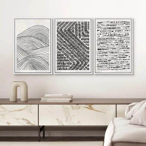 Vista 150 de SIGNWIN Lienzo enmarcado para pared, juego de arte neutro de bosque brumoso, ilustraciones en tono tierra, arte moderno, decorativo, bohemio