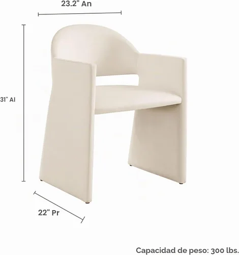 Vista 2 de Modway Talia Performance - Sillón de comedor de terciopelo en alabastro, moderna silla de comedor curvada con respaldo abierto, silla de barril