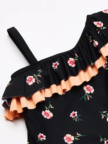 Vista 3 de Traje de baño de 1 pieza con volantes florales Morgan para niña
