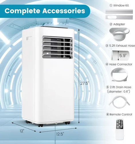 Vista 7 de KOTEK Aire acondicionado portátil para habitación de hasta 350 pies cuadrados, unidad de CA 3 en 1 de 10000 BTU para dormitorio con modo