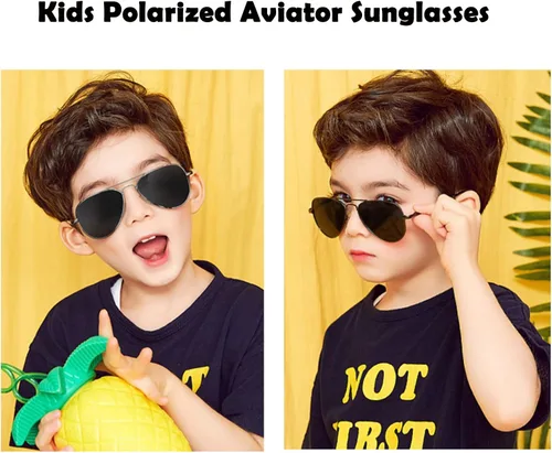 Vista 4 de Gafas de sol polarizadas de aviador para niños, niñas, jóvenes y jóvenes de 5 a 18 años