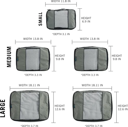 Vista 3 de TravelWise sistema de cubos de empaque, juego de 5piezas durable, Plateado), 896893001336