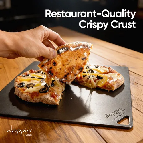 Vista 2 de Acero para pizza para horno Fabricado en Estados Unidos 16 x 14.25 pulgadas Acero para hornear pre-sazonado para pan, pizza, masa madre y más