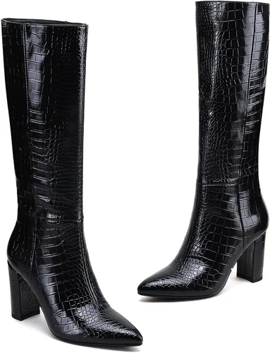 Vista 5 de Modatope Botas altas hasta la rodilla para mujer, botas altas de equitación para mujer, botas largas de pantorrilla, botas GoGo, botas gruesas