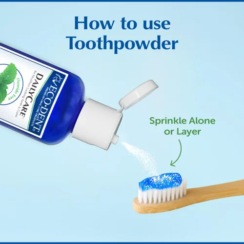 Vista 4 de Eco-dent Polvo dentífrico con bicarbonato de cuidado diario, menta original, 2 oz, paquete de de 1