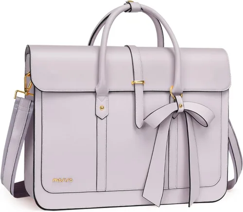 Vista 15 de MOSISO Bolsa para computadora portátil para mujer, de piel sintética, mochila convertible, bolsa de viaje para computadora con lazo
