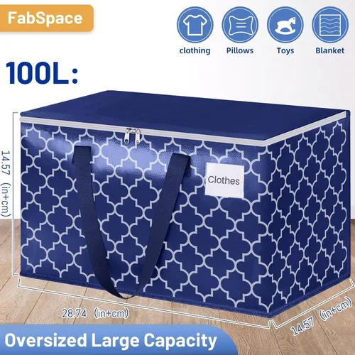 Vista 2 de Fabspace Bolsas de mudanza, suministros de mudanza extragrandes, bolsas de almacenamiento resistentes, bolsas de embalaje con cremalleras y asas