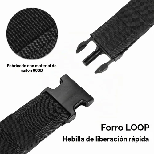 Vista 6 de AGPTEK Cinturón táctico de combate de nylon para seguridad policial (negro)