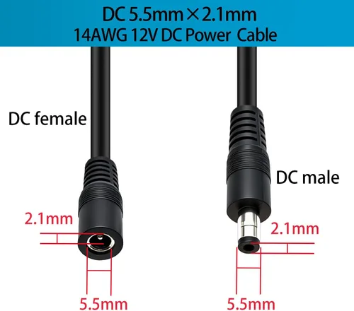 Vista 2 de Cable de extensión de alimentación 14AWG DC 0.2 in x 0.1 in, 6.6FT, paquete de 2