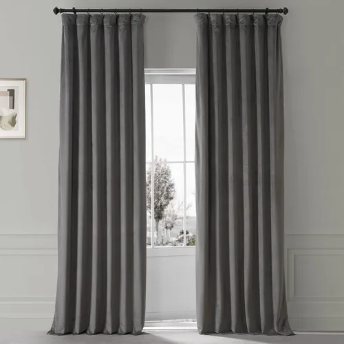 Vista 24 de HPD Half Price Drapes - Cortinas de terciopelo de lujo con bloqueo de luz para dormitorio (1 panel), 50W X 84L, cortinas Hotel con bloqueo de luz