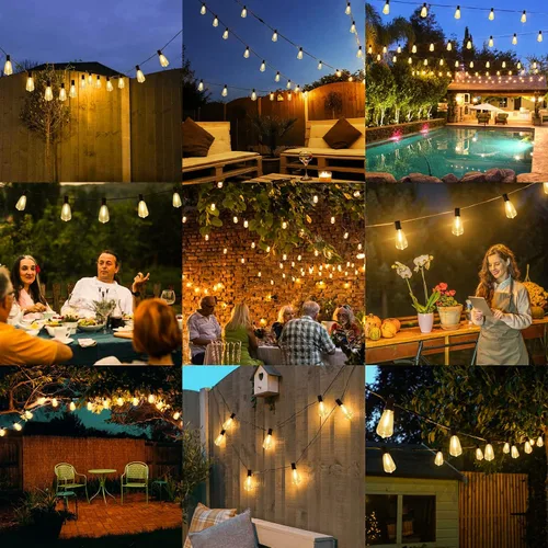 Vista 7 de 50FT Outdoor String Lights 27 Bulbs, Waterproof Patio Lights (Pack of 2)