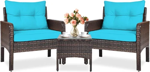 Vista 10 de KOTEK - Juego de muebles de patio de 3 piezas con cojines, color beige