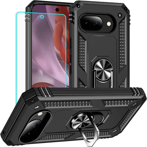 Vista 8 de Yiakeng Funda para Google Pixel 7: con protector de pantalla, fundas protectoras de grado militar con soporte de anillo de dedo para Pixel 7
