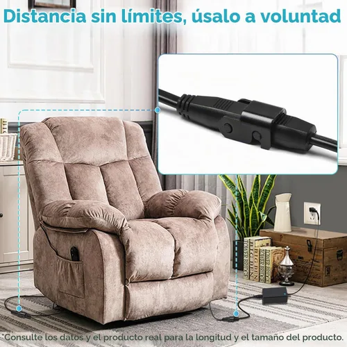 Vista 4 de Sopito Cable de extensión de repuesto para sillón reclinable de 6.6 pies (6.6 ft) para silla elevadora o sillón reclinable, cable de alimentación