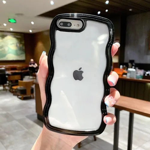Vista 66 de QLTYPRI Funda compatible con iPhone 7/8/SE, bonita funda transparente con marco ondulado rizado para niñas y mujeres, funda protectora de TPU