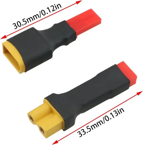 Vista 2 de 4 adaptadores de conector negro XT30/XT-30 macho a JST (2 x XT30 macho a JST hembra, 2 x XT30 hembra a JST macho)