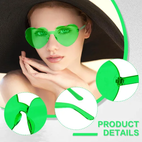 Vista 141 de Lentes de sol con forma de corazón, 2 pares de lentes de sol en forma de corazón, gafas de sol rave para mujeres, regalos de fiesta