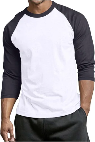 Vista 6 de Men's Raglan Long Sleeve Tee Shirts Color Block Crew Neck T Shirt Lightweight Soft Casual Basic Tshirts Running Tops