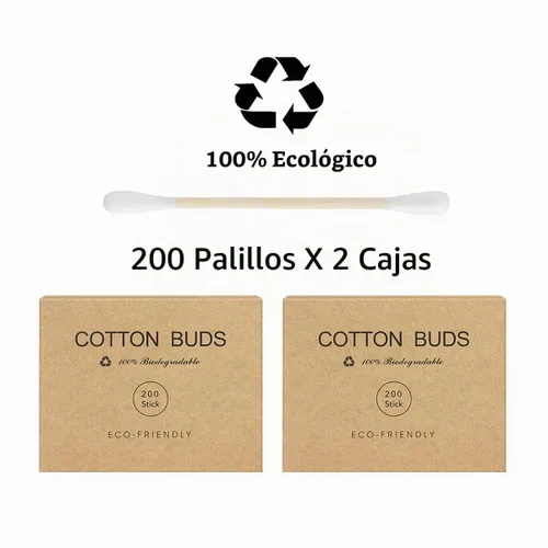 Vista 3 de Hisopos de bambú del algodón con los palillos de madera, brotes de bambú del algodón