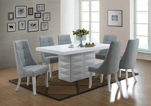 Vista 2 de Kings Brand Milan - Mesa rectangular moderna de madera con acabado blanco