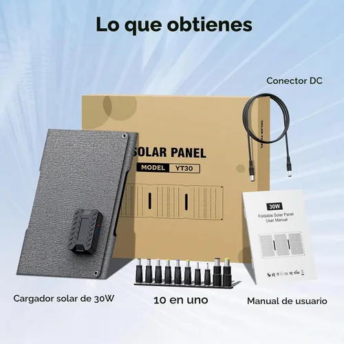 Vista 10 de ENOFLO Cargador de panel solar de 30 W YT30 Panel solar plegable IP65 Cargador solar impermeable con QC3.0 USB y salida CC (10 conectores) 24%