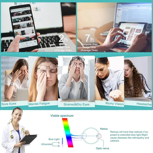 Vista 5 de Lentes de bloqueo de luz azul para mujeres y hombres, lentes transparentes transparentes para videojuegos, lectura, computadora, TV, TV