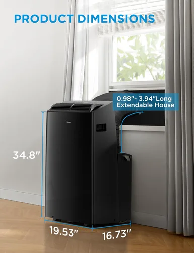Vista 8 de Midea Duo 12,000 BTU (10,000 BTU SACC) Inversor de alta eficiencia, aire acondicionado portátil ultra silencioso, enfría hasta 450 pies cuadrados