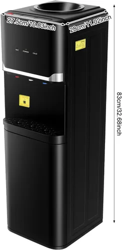 Vista 4 de Dispensador de enfriador de agua de carga superior para botellas de 5 galones, enfriador de agua de pie negro con 3 ajustes de temperatura y bloqueo