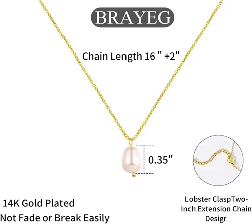 Vista 8 de BRAYEG Collar de perlas de oro de 14 quilates para mujer, delicados collares con colgante de perlas de oro ajustables simples collares de perlas