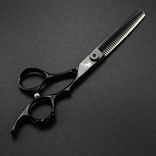 Vista 6 de Tijeras de corte de pelo, 6.0 pulgadas negras profesionales japón 440C tijeras de corte de pelo – peluquería de mezcla/adelgazamiento/texturización