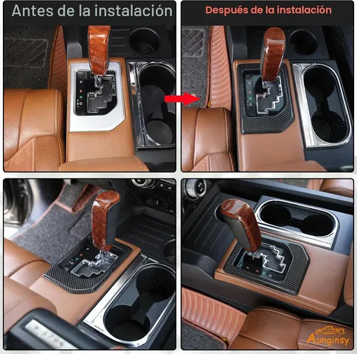Vista 5 de Aunginsy Cubierta de panel de palanca de cambios de consola central compatible con accesorios Toyota Tundra 2014-2021, palanca de cambios de control