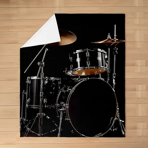Vista 5 de Kit de batería de forro polar para niños y niñas, manta de instrumentos musicales de 40 x 50 pulgadas, manta ligera de franela de música hip-hop