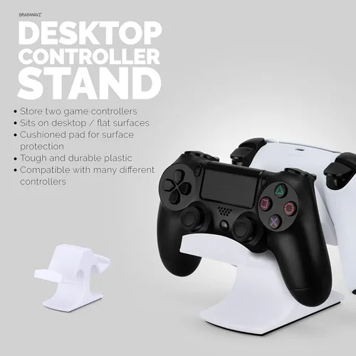Vista 3 de BRAINWAVZ Dual Game Controller Desktop Holder Stand - Universal Design for Xbox ONE, PS5, PS4, PC, Steelseries, Steam & More, Reduce Clutter UGDS-03