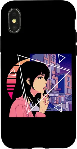 Vista 5 de Retro 80's Japanese Lofi Vaporwave Aesthetic Sad Anime Girl Case for iPhone 17