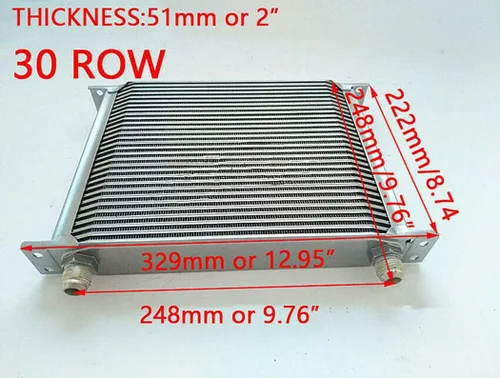 Vista 3 de Silver - Enfriador de aceite de transmisión de motor de aluminio AN10 de 30 filas + ventilador de 7 pulgadas