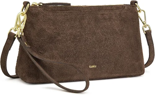 Vista 13 de Kattee Bolso cruzado de cuero genuino para mujer, bolso pequeño Beige